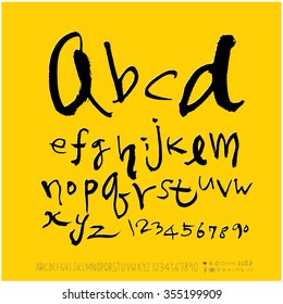 Alphabet & number / Hand drawn calligraphy - vector