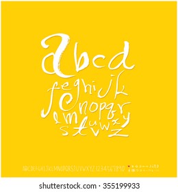 Alphabet & number / Hand drawn calligraphy - vector