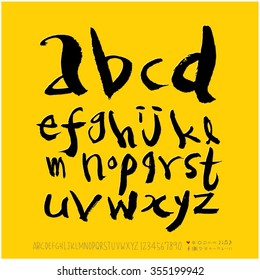 Alphabet & number / Hand drawn calligraphy - vector