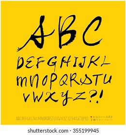 Alphabet & number / Hand drawn calligraphy - vector