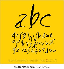 Alphabet & number / Hand drawn calligraphy - vector