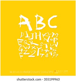 Alphabet & number / Hand drawn calligraphy - vector