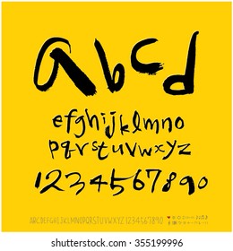 Alphabet & number / Hand drawn calligraphy - vector