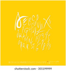 Alphabet & number / Hand drawn calligraphy - vector