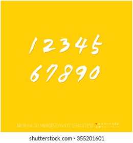 Alphabet & number / Hand drawn calligraphy - vector