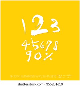 Alphabet & number / Hand drawn calligraphy - vector