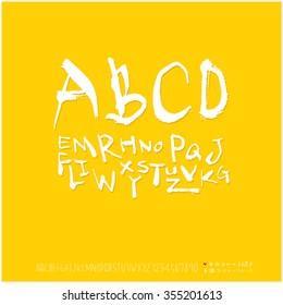 Alphabet & number / Hand drawn calligraphy - vector