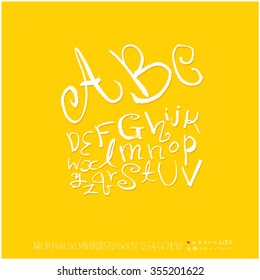 Alphabet & number / Hand drawn calligraphy - vector