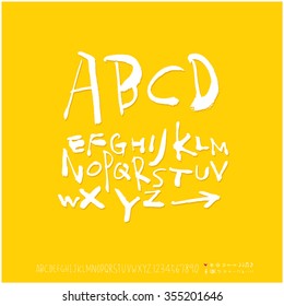 Alphabet & number / Hand drawn calligraphy - vector