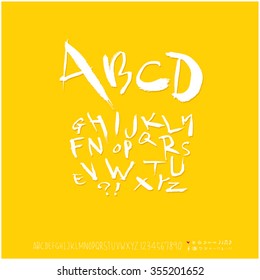 Alphabet & number / Hand drawn calligraphy - vector