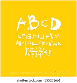 Alphabet & number / Hand drawn calligraphy - vector