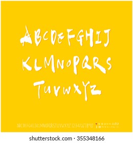 Alphabet & number / Hand drawn calligraphy - vector