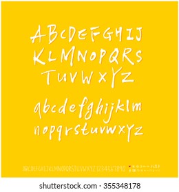 Alphabet & number / Hand drawn calligraphy - vector