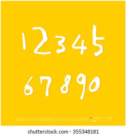 Alphabet & number / Hand drawn calligraphy - vector