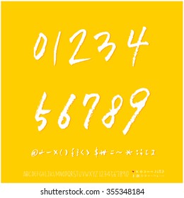 Alphabet & number / Hand drawn calligraphy - vector
