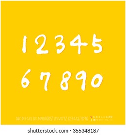 Alphabet & number / Hand drawn calligraphy - vector