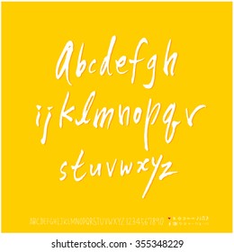 Alphabet & number / Hand drawn calligraphy - vector