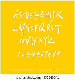 Alphabet & number / Hand drawn calligraphy - vector