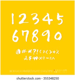 Alphabet & number / Hand drawn calligraphy - vector