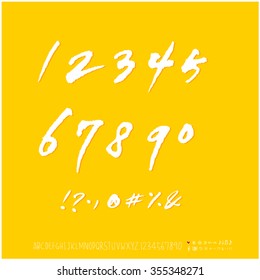 Alphabet & number / Hand drawn calligraphy - vector