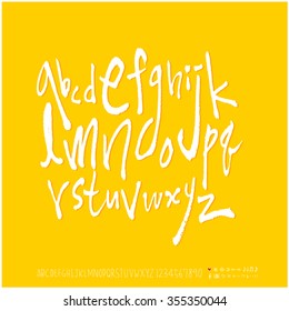 Alphabet & number / Hand drawn calligraphy - vector