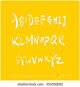 Alphabet & number / Hand drawn calligraphy - vector