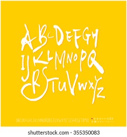 Alphabet & number / Hand drawn calligraphy - vector