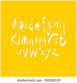 Alphabet & number / Hand drawn calligraphy - vector