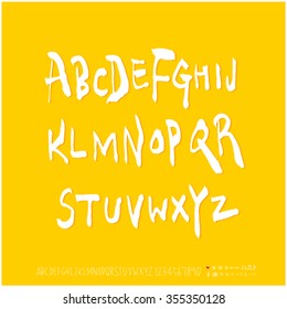 Alphabet & number / Hand drawn calligraphy - vector