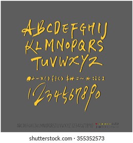 Alphabet & number / Hand drawn calligraphy - vector