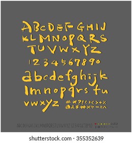 Alphabet & number / Hand drawn calligraphy - vector