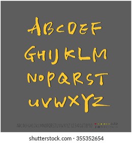 Alphabet & number / Hand drawn calligraphy - vector