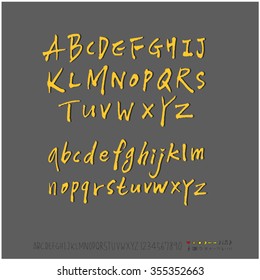 Alphabet & number / Hand drawn calligraphy - vector