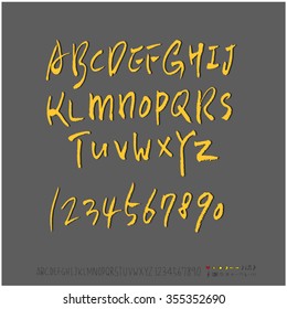 Alphabet & number / Hand drawn calligraphy - vector