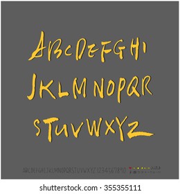 Alphabet & number / Hand drawn calligraphy - vector