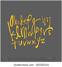 Alphabet & number / Hand drawn calligraphy - vector