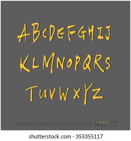 Alphabet & number / Hand drawn calligraphy - vector