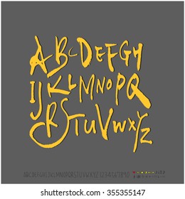 Alphabet & number / Hand drawn calligraphy - vector