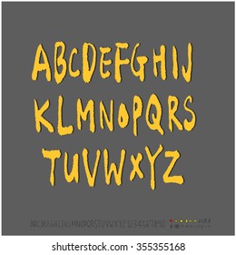 Alphabet & number / Hand drawn calligraphy - vector