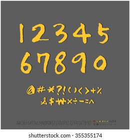 Alphabet & number / Hand drawn calligraphy - vector