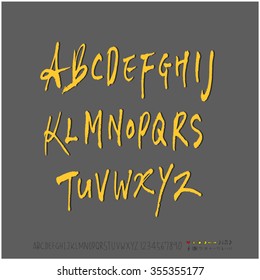Alphabet & number / Hand drawn calligraphy - vector