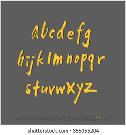 Alphabet & number / Hand drawn calligraphy - vector