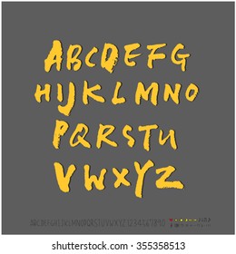 Alphabet & number / Hand drawn calligraphy - vector