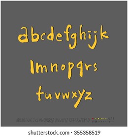 Alphabet & number / Hand drawn calligraphy - vector