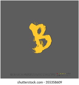 Alphabet & number / Hand drawn calligraphy - vector