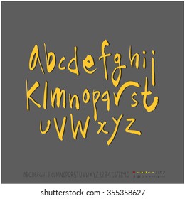 Alphabet & number / Hand drawn calligraphy - vector