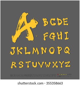 Alphabet & number / Hand drawn calligraphy - vector