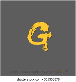 Alphabet & number / Hand drawn calligraphy - vector