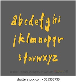 Alphabet & number / Hand drawn calligraphy - vector