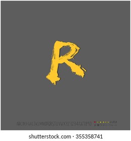 Alphabet & number / Hand drawn calligraphy - vector
